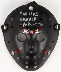 Ari Lehman Signed "Friday the 13th" Black Mask Inscribed "No Lives Matter!" & “Jason 1” (Beckett COA)