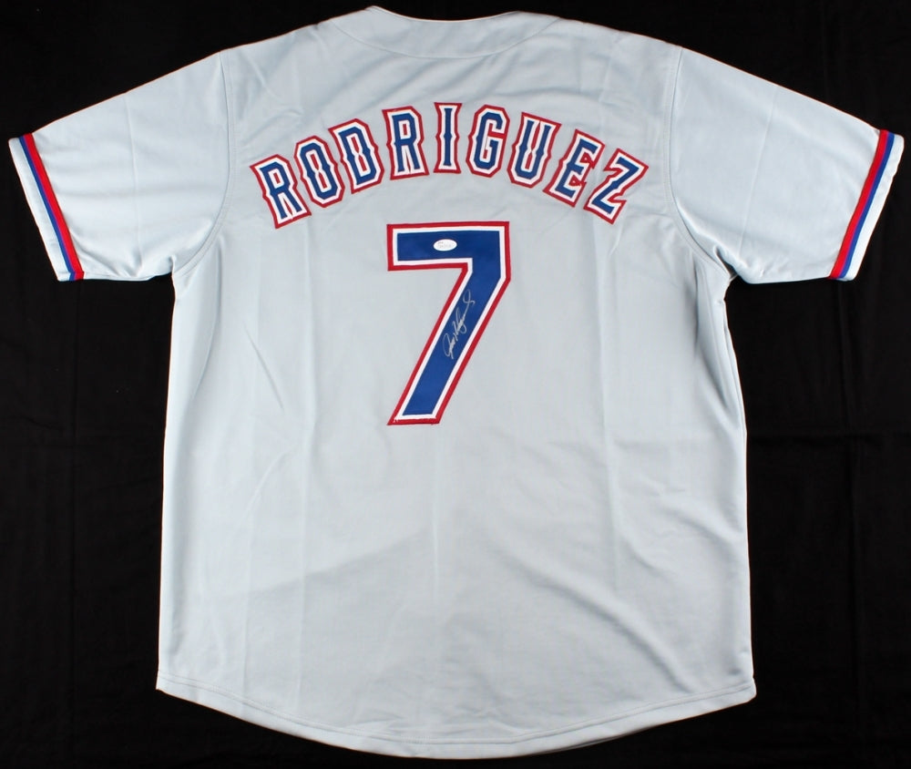 Signed Texas Rangers 7 Ivan Pudge Rodriguez Jersey 