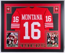 Load image into Gallery viewer, Joe Montana Signed San Francisco 49ers 35x43 Custom Framed Jersey