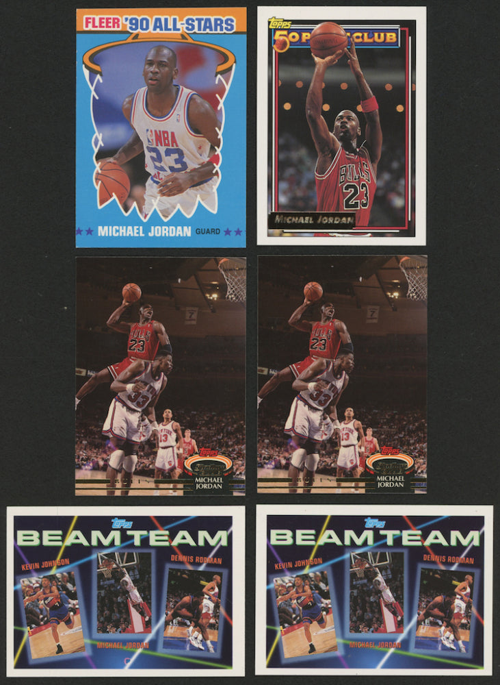 Lot of (6) Michael Jordan Basketball Cards (Topps, Stadium Club, Fleer)
