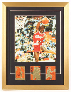 Michael Jordan Chicago Bulls 17x22 Custom Framed Photo Display with (3) 23 KT Gold Cards