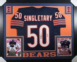 Mike Singletary Signed Chicago Bears 35x43 Custom Framed Jersey Inscribed "HOF 98" (JSA COA)